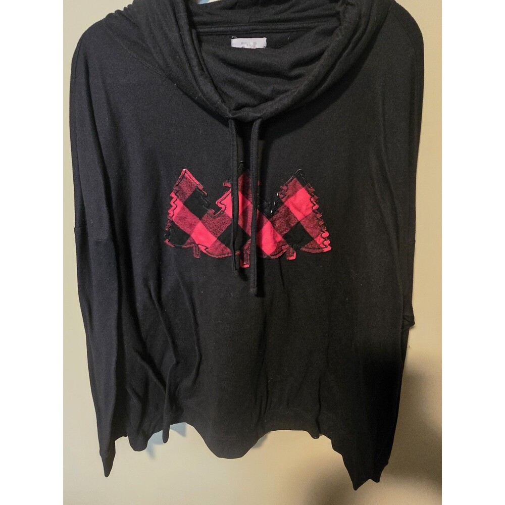 Maurices Women's Fleece Cowl Neck Christmas Sweater Plaid Trees Plus Size 3x